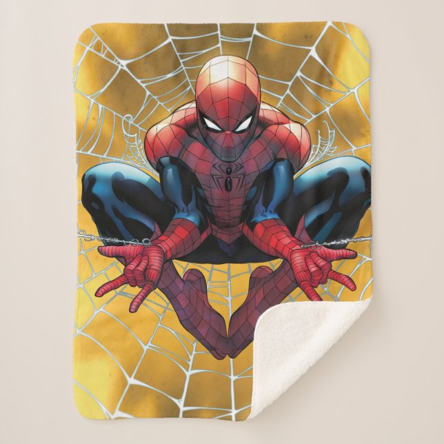 Couverture Sherpa Spider-Man | Assis Dans Un Web (Devant)
