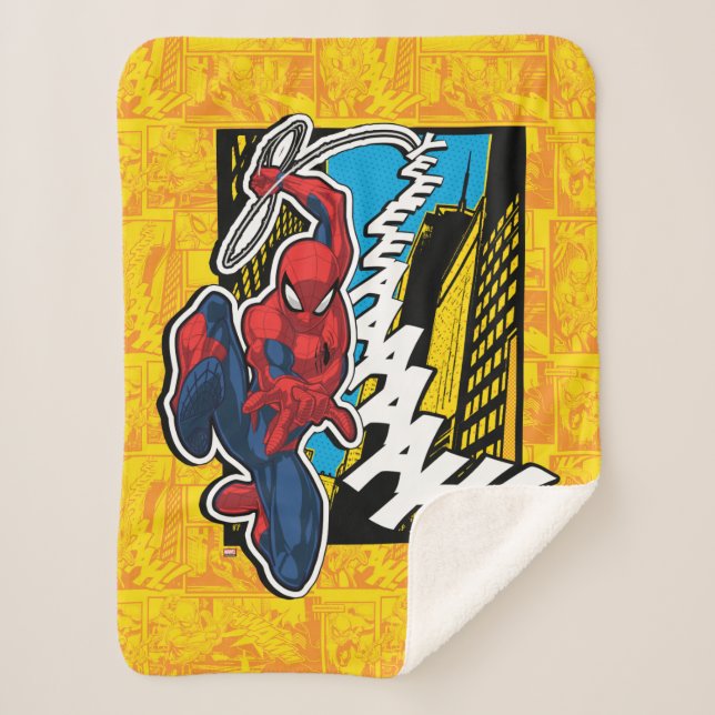 Couverture Sherpa Spider-Man | Panneaux animés tournants Web Pop Art (Devant)