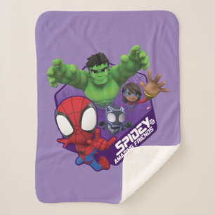 Couverture Sherpa Spidey, Hulk, Mme Marvel et Black Panther Hexagone