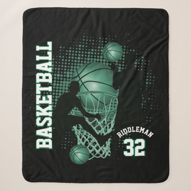 Couverture Sherpa Sport Basketball - Noir et Vert (Devant)