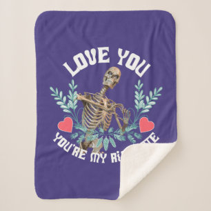 Couverture Sherpa Squelette Drôle Saint Valentin Côtes Mate Humour G