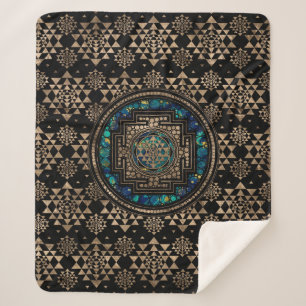 Couverture Sherpa Sri Yantra/marbre et or de Sri Chakra