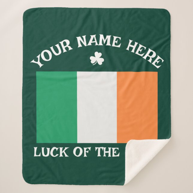 Couverture Sherpa St Patrick's Day Ireland Flag Custom Name Shamrock (Devant)