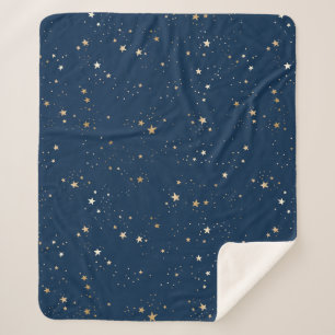 Couverture Sherpa Star d'or sur le Motif de nuit bleu