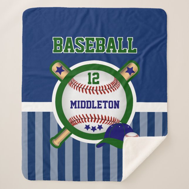 Couverture Sherpa Star du baseball dans le bleu foncé et le vert (Devant)