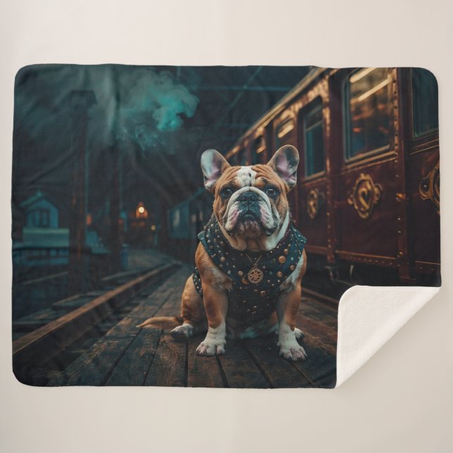 Couverture Sherpa Steampunk Bulldog Stationmaster Portrait (Devant (Horizontal))