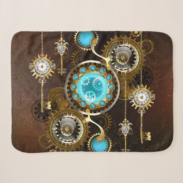 Couverture Sherpa Steampunk Rusty Background (Devant (Horizontal))