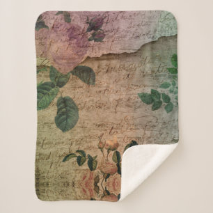 Couverture Sherpa Steampunk Torn Rose   Ephémère Vintage en détresse