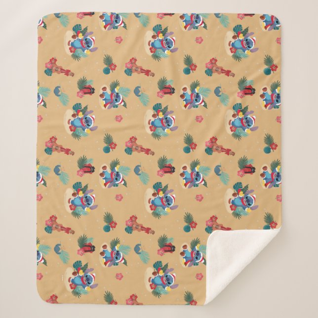 Couverture Sherpa Stitch| Motif de Noël d'Aloha (Devant)