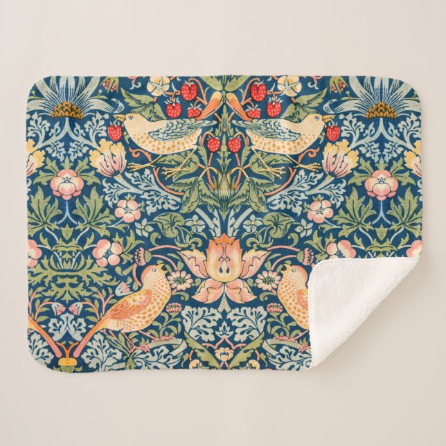 Couverture Sherpa Strawberry Thief (par William Morris) (Devant (Horizontal))