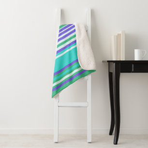 Couverture Sherpa Stripes Aléatoires - Violet, Vert, Turquoise