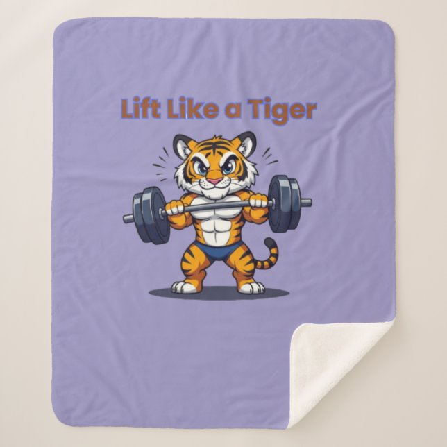 Couverture Sherpa **Strong Tiger – Cute Tiger Lifting Weights Illust (Devant)