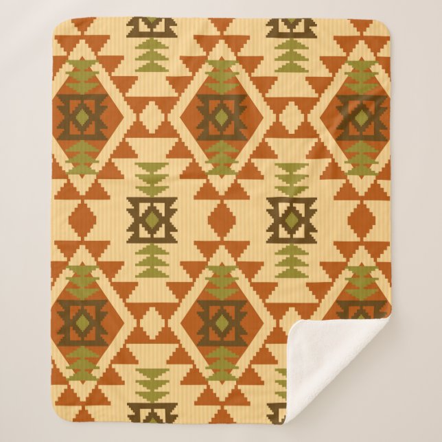 Couverture Sherpa Style Navajo ethnique tribale géométrique transpar (Devant)