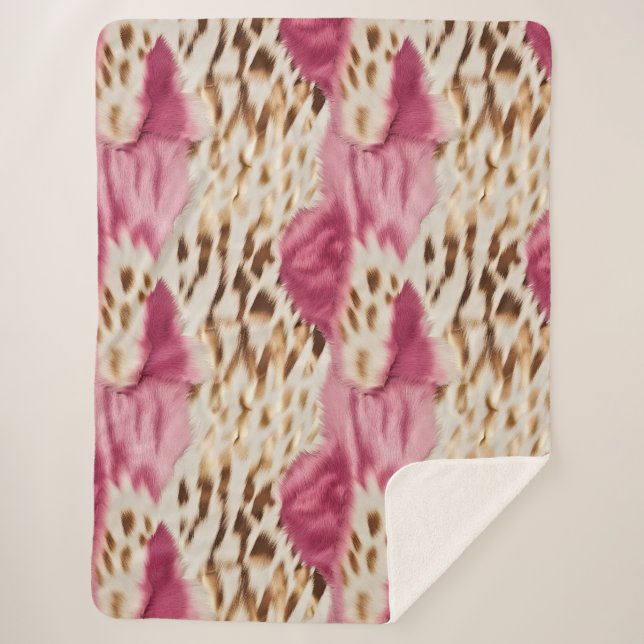 Couverture Sherpa Stylish Girly Rose White Gold Zebra (Devant)