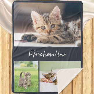 Couverture Sherpa Stylish Pet Cat 3 Photo Collage