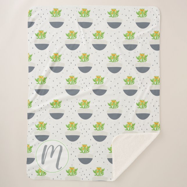 Couverture Sherpa Succulent Kalanchoe Plante maman Motif (Devant)