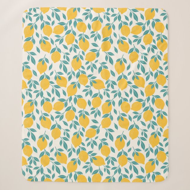 Couverture Sherpa Sucré Branches de citron Motif (Devant)