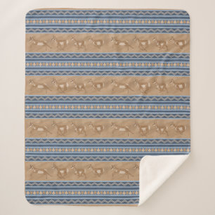 Couverture Sherpa Sud-Ouest Pronghorn Antelopes Bleu Bordure Moyen