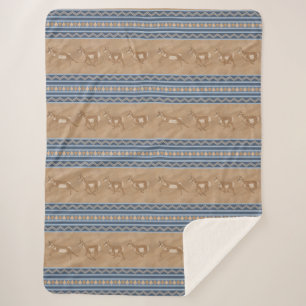 Couverture Sherpa Sud-Ouest Pronghorn Antelopes Bordure bleue Large