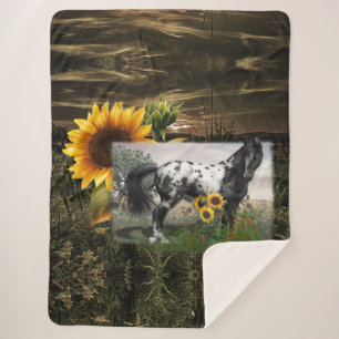 Couverture Sherpa Sunflowers et Appaloosa Horse
