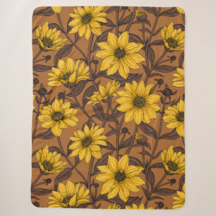 Couverture Sherpa Sunroot, tournesol sauvage en jaune et marron
