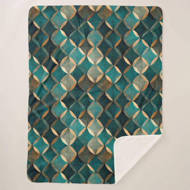 Couverture Sherpa Super Luxe Turquoise & Or (Devant)