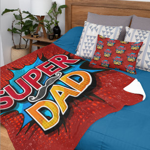 Couverture Sherpa Super Papa Mustache Grunge moderne