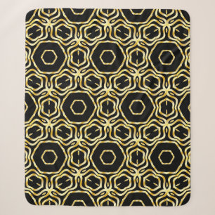 Couverture Sherpa Superbe fleur noire et or sans soudure