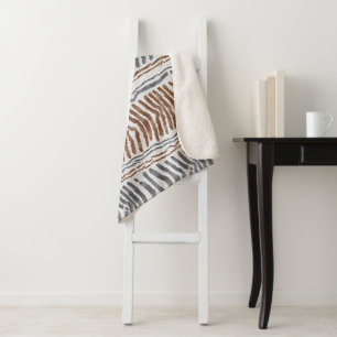 Couverture Sherpa Suspension murale moderne boho gris marron