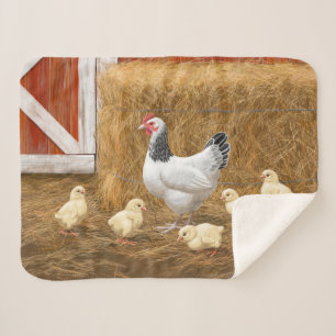 Couverture Sherpa Sussex Chicken Mama Hen et Chicks