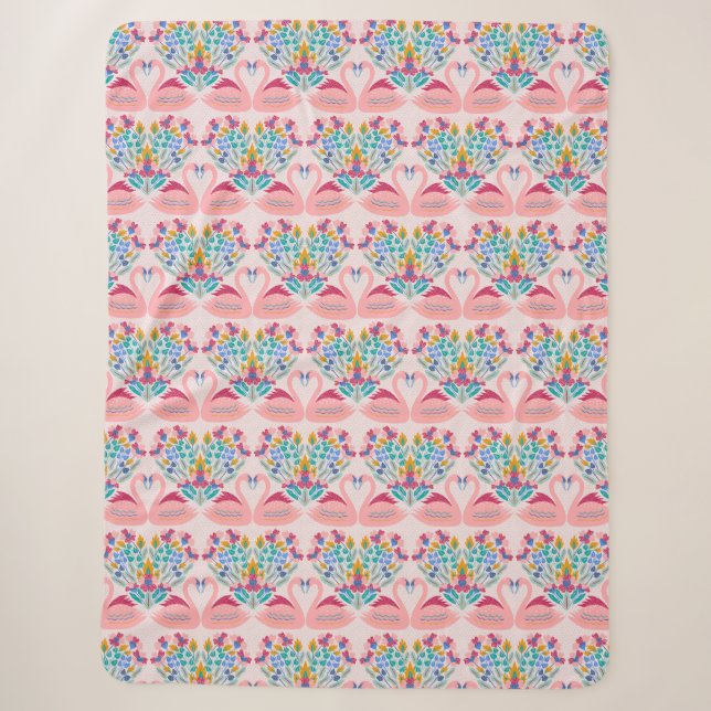 Couverture Sherpa Swans Love - Couples Valentine's Day Blanket (Devant)