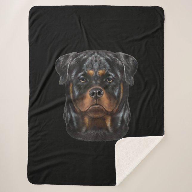 Couverture Sherpa Sweat - shirt à capuche Zip Face Chien Rottweiler (Devant)