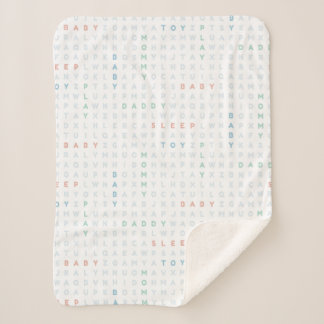 Couverture Sherpa Sweet Baby Alphabet ABCs Pastel Colors Blue