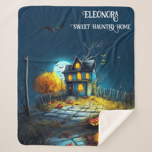 Couverture Sherpa Sweet Haunted Maison Halloween Maison (Devant)