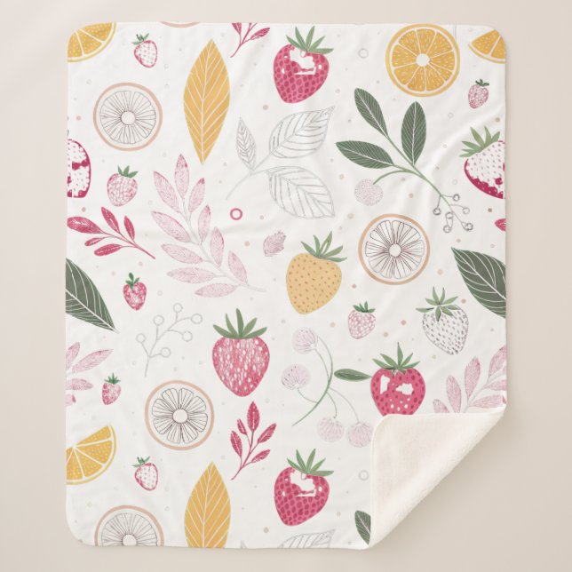 Couverture Sherpa Sweet Strawberries Sherpa Blanket – Medium (Devant)