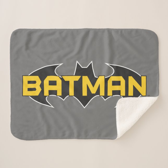 Couverture Sherpa Symbole Batman | Nom Logo jaune et noir (Devant (Horizontal))