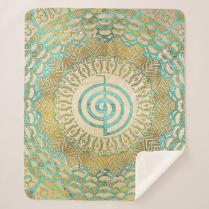 Couverture Sherpa Symbole de Choku Rei de pastel et d'or dans le