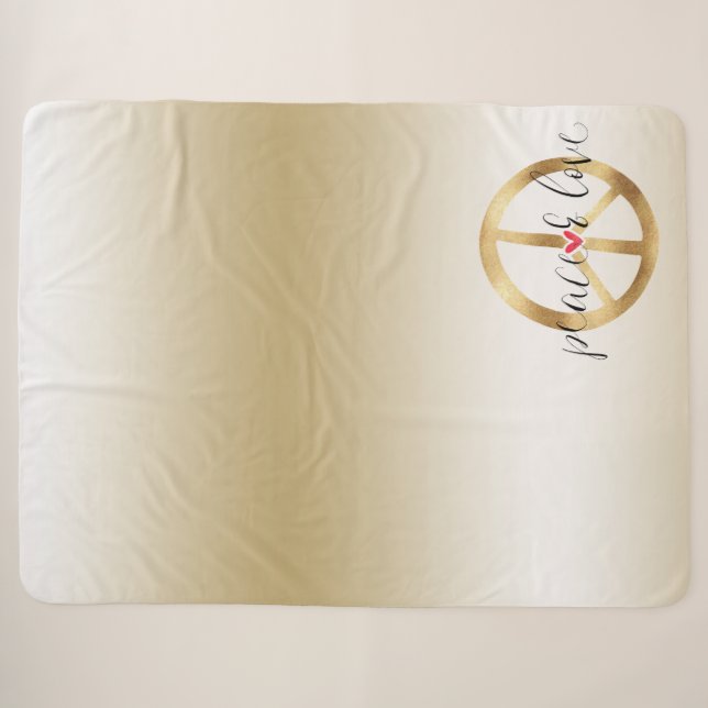Couverture Sherpa Symbole de paix Gold Inspirational (Devant (Horizontal))