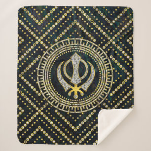 Couverture Sherpa Symbole décoratif de Khanda avec les pierres