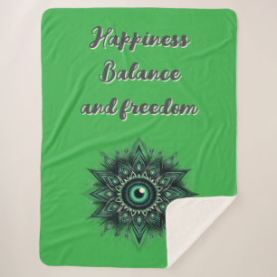 Couverture Sherpa Symbole oculaire vert foncé du Monogramme