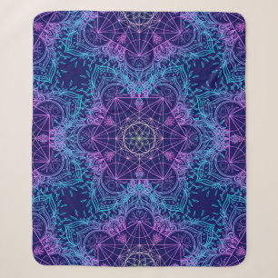 Couverture Sherpa Symboles de géométrie sacrée en Mandala sans soudu