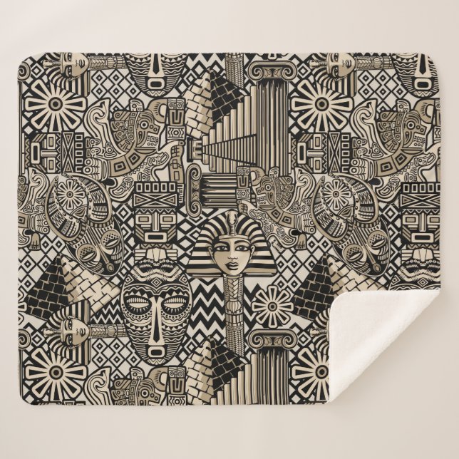 Couverture Sherpa Symboles historiques anciens Style de tatouage (Devant (Horizontal))