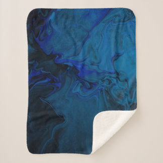 Couverture Sherpa Tableau abstrait bleu et noir