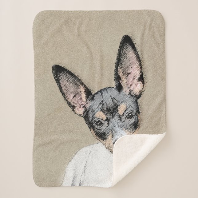 Couverture Sherpa Tableau Rat Terrier - Cute Original Chien Art (Devant)