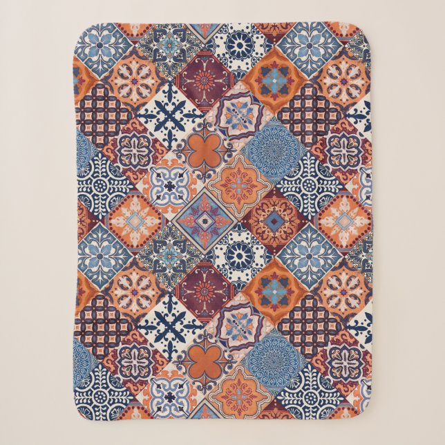 Couverture Sherpa Talavera Tles Orange Sky Navy Blue Burgundy Red (Devant)