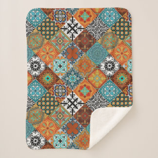 Couverture Sherpa Talavera Tles Turquoise Teal Orange Black White 