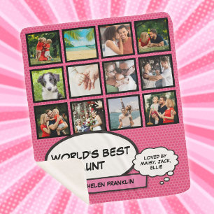 Couverture Sherpa Tante Tante Fun Comic Girly Pink Photo Collage