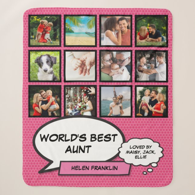 Couverture Sherpa Tante Tante Fun Comic Girly Pink Photo Collage (Devant)