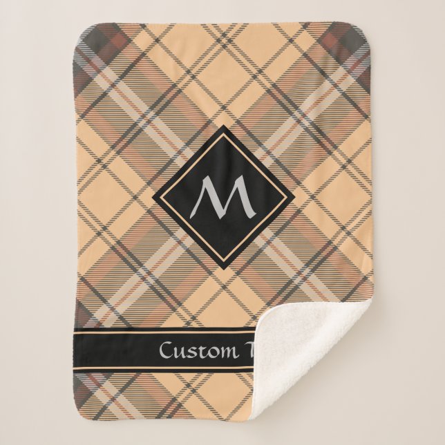 Couverture Sherpa Tartan beige et Brown (Devant)