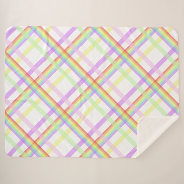 Couverture Sherpa Tartan coloré arc-en-ciel mignon (Devant (Horizontal))
